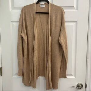 Ava & Viv Beige Tan Khaki Light Knit Open Front Womens Plus Sweater Cardigan Top